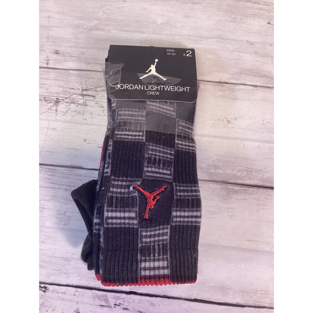 Air Jordan Kids Size 3Y-5Y Jumpman Lightweight Crew Socks 2 Pairs
